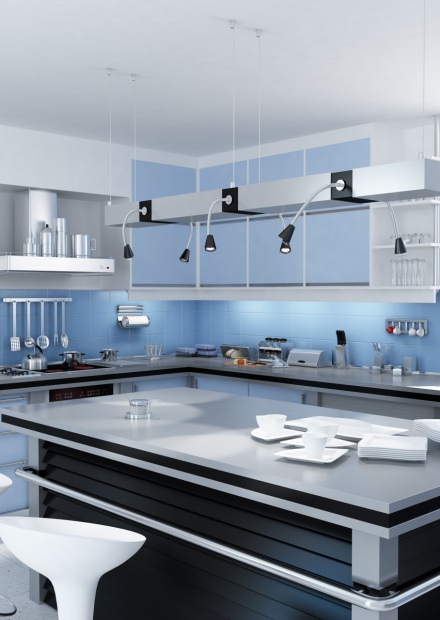 Кухни голубого цвета